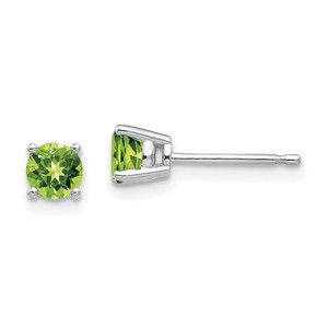 14k White Gold 4mm Peridot August Birthstone Mini Post Stud Ladies Earrings